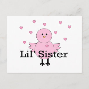 Lil'Sister Rosa Chick & Hearts Vykort