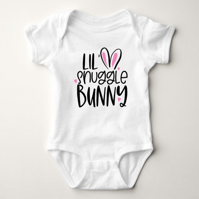 Lil'Snuggle Bunny Cute Modern Påskhare Rabbit T Shirt (Framsida)