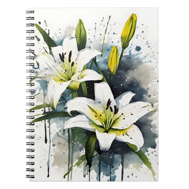 Lily - Akvarellblommor Anteckningsbok (Framsidan)