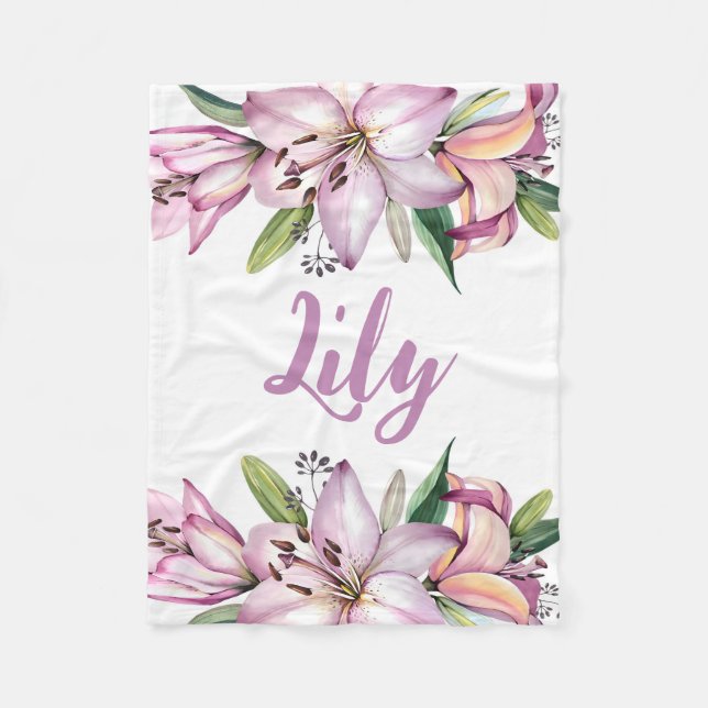 Lily Baby Blanket, Lily Blommigt, Lily Nursery, Ba Fleecefilt (Framsidan)