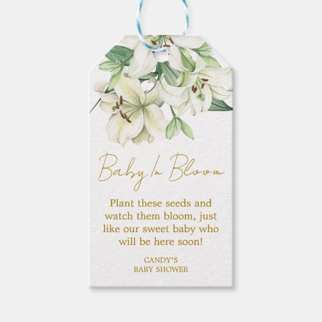 Lily Bebis Shower Frö Gåva Etiketter (Framsidan)