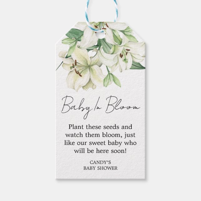 Lily Bebis Shower Frö Gåva Etiketter (Framsidan)