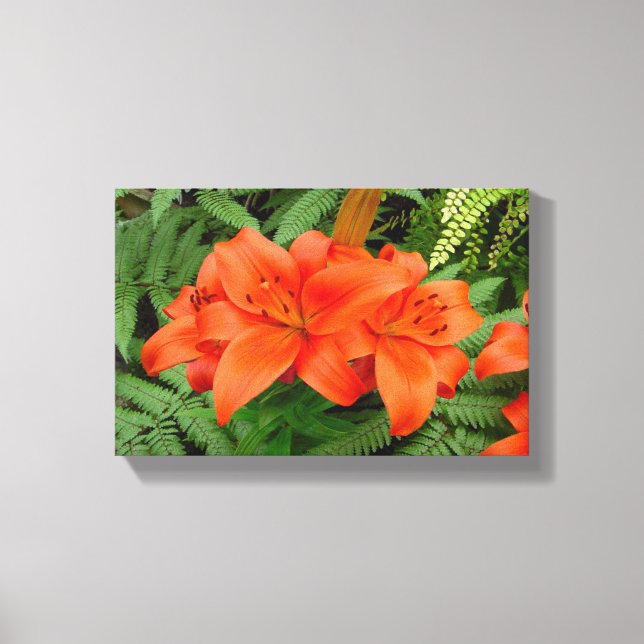 Lily-blomma - Iridescent-orange (Matt 28-30) Canvastryck (Framsida)