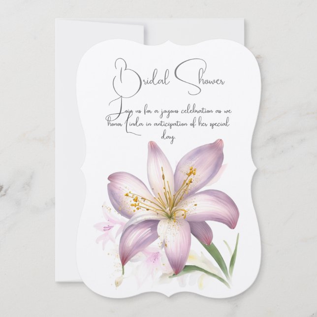 Lily-blommans möhippa. Inbjudan till blommigt. (Framsida)