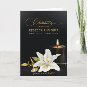 Lily Blommigt Black och Guld Funeral Program