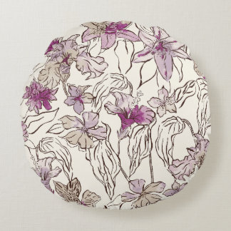 Lily Blommigt Dekorativ kudde/Cushion Rund Kudde