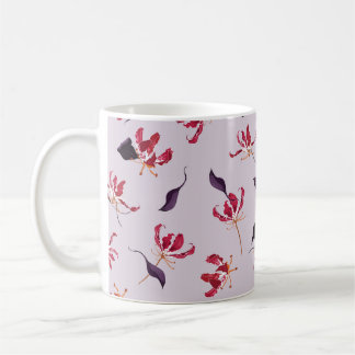 Lily blommigt hand plockade illustration mönster kaffemugg