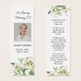 Lily Blommigt Photo Funeral Memorial Bookmark Litet Visitkort