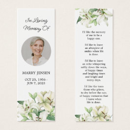 Lily Blommigt Photo Funeral Memorial Bookmark Litet Visitkort