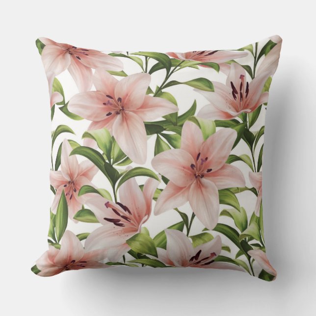Lily blommor. Blommönster Kudde (Framsida)
