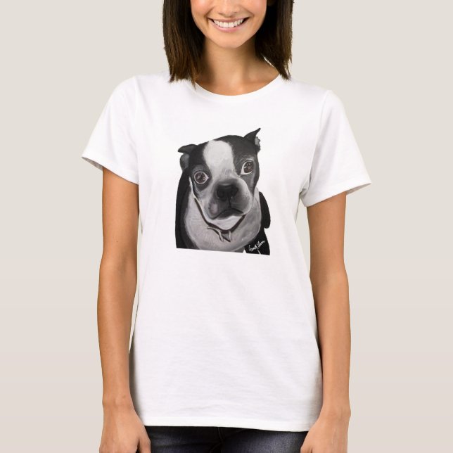 Lily - Boston Terrier Tee Shirt (Framsida)