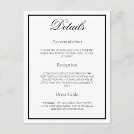 Lily - Bröllop-informationskort för Elegant, monok Tilläggskort