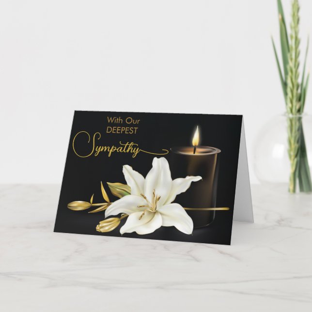 Lily Candle Black Guld Sympathy Kort (Framsida)