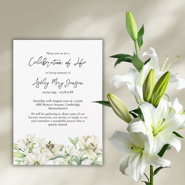 Lily Celebration of Life Begravning Inbjudningar (Skapare uppladdad)