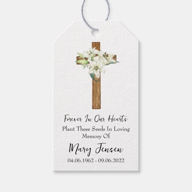 Lily Cross Memorial Begravning Fröpaket  Presentetikett (Framsidan)