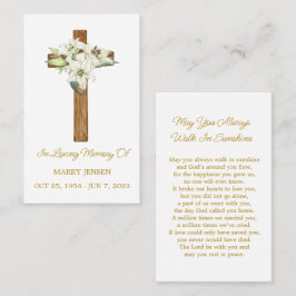 Lily Cross Memorial Funeral Prayer Card Visitkort