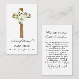 Lily Cross Memorial Funeral Prayer Card Visitkort