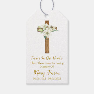Lily Cross Memorial Funeral Seed Packet  Presentetikett
