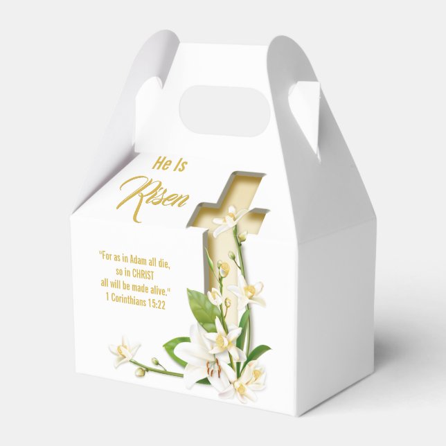 Lily Cross Skrift Easter Han är Uppstånden Presentaskar (Framsidan Sidan)