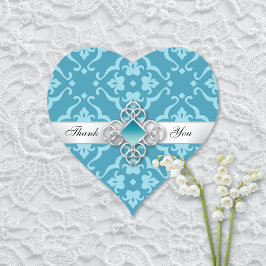 Lily Damask Wedding Tack Bröllop Hjärtformat Klistermärke