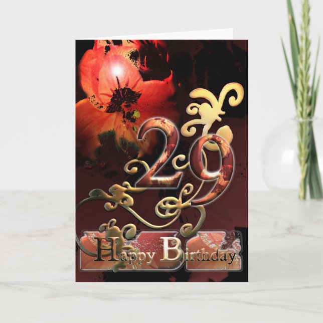 Lily Dream-blomman Lycklig 29 Birthday faux gilded Kort (Framsida)