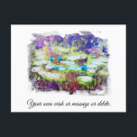 *|* Lily Dynors Monet Pond AR23 Anpassa text Vykort<br><div class="desc">POSTCARD POST-KORT - Fet Digitalt Altered Classic Monet omgiven av en abstrakt vit RAM eller gräns. Anpassa/anpassa med egen text. Färg har förändrats genom digital förbättring. Energetiskt utökad Elegant Feminin Romantic Ephemera Blommigt Painting Artistic Unique Kreativ Modern och Romantic Vintage Gamle (SEARCH AR23 för liknande design) Det är en Shabby...</div>