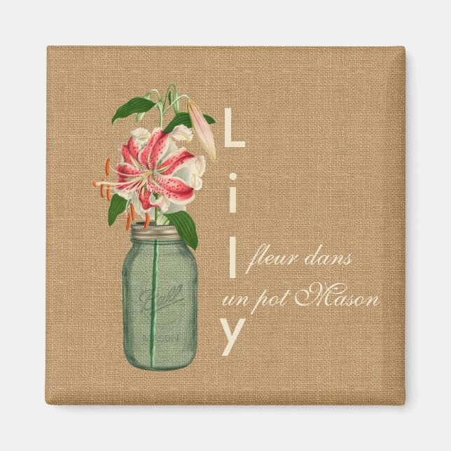 Lily fleur dans un pot Mason Magnet (Framsidan)