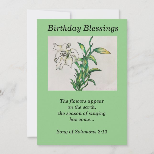 Lily Flower Birthday Blessings Quote Solomons 2:12 (Framsida)