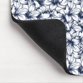 Lily Flower Bläck Sketched Mönster Musmatta