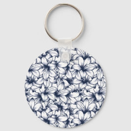 Lily Flower Bläck Sketched Mönster Nyckelring