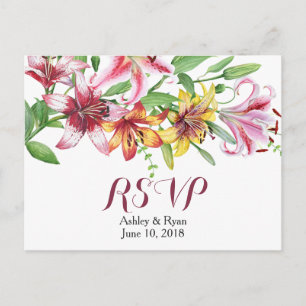 Lily Flower Bukett Bröllop RSVP Inbjudan Vykort