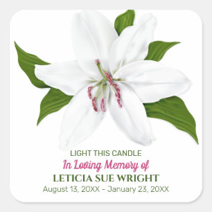 Lily Flower Funeral Memorial Fyrkantigt Klistermärke