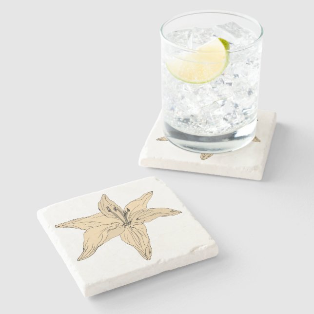 Lily Flower Painting Stone Underlägg (Sidan)