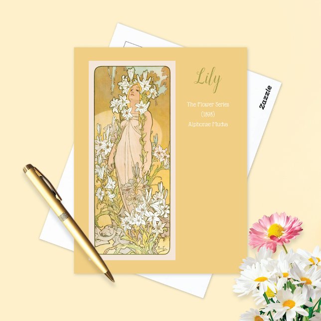 Lily Flower Series Alphonse Mucha Vykort (Skapare uppladdad)