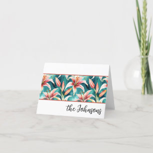 Lily Flower Watercolor Anpassningsbar Stationery Tack Kort