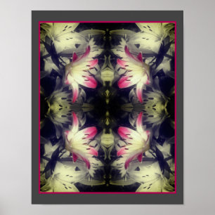 Lily Flowers Black and White Partial Abstrakt Poster
