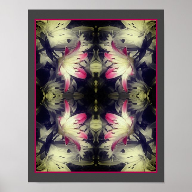 Lily Flowers Black and White Partial Abstrakt Poster (Framsidan)