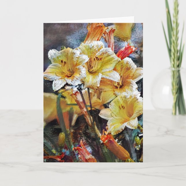 Lily Flowers Garden Art Note Card Kort (Framsida)