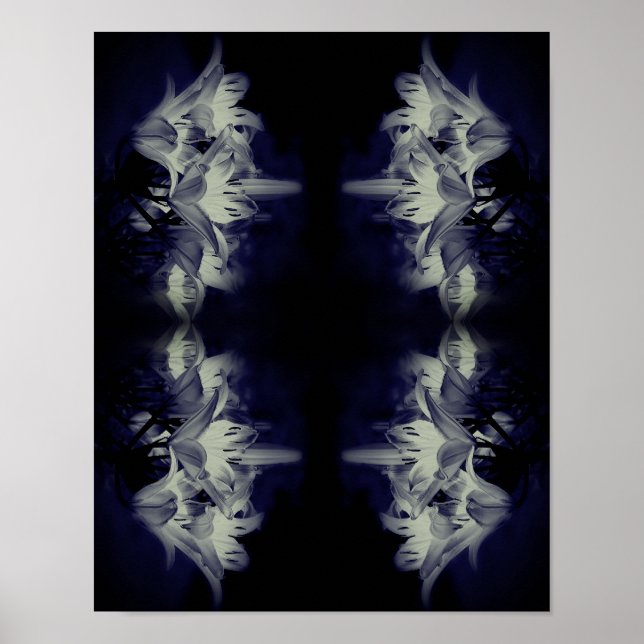 Lily Flowers in Black and White Abstrakt Poster (Framsidan)