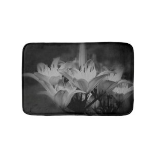 Lily Flowers in Black and White Badrumsmatta