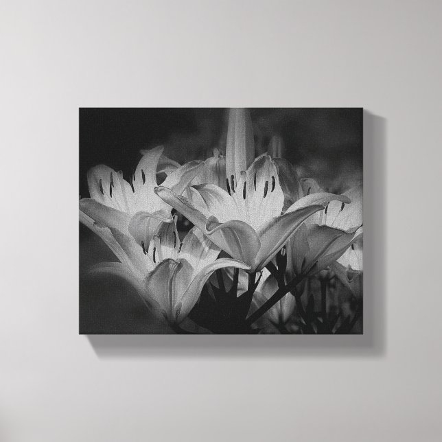 Lily Flowers in Black and White Canvastryck (Framsida)