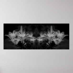 Lily Flowers in Black and White Spegel Abstrakt Poster