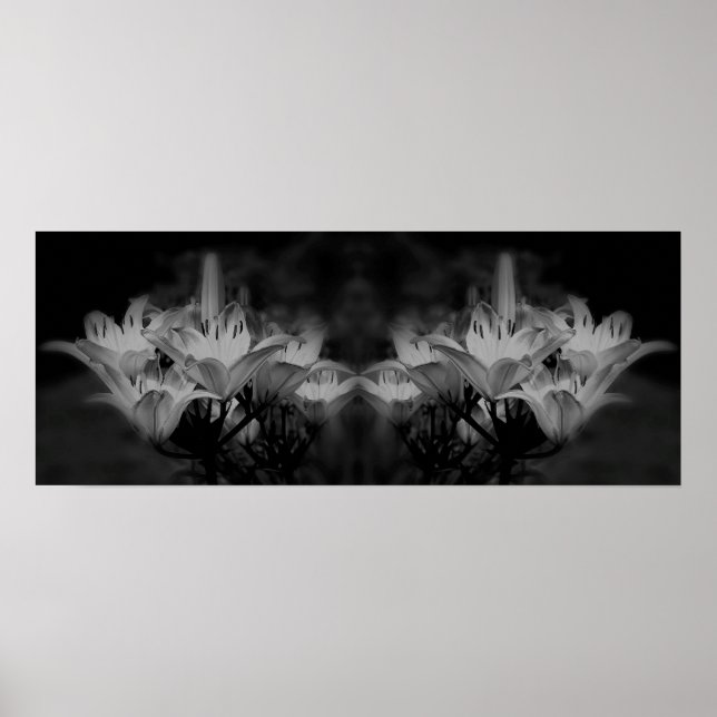 Lily Flowers in Black and White Spegel Abstrakt Poster (Framsidan)