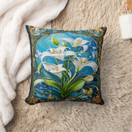 Lily Flowers in Ornate Blommigt Design Kudde