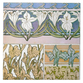 Lily Flowers of Art nouveau Stil, Mucha Kakelplatta