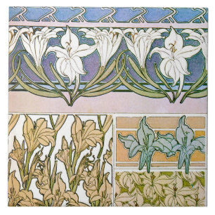 Lily Flowers of Art nouveau Stil, Mucha Kakelplatta