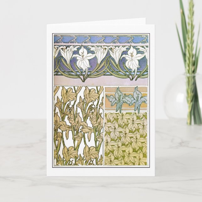 Lily Flowers of Art nouveau Stil, Mucha Kort (Framsida)