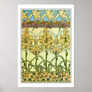 Lily Flowers of Art nouveau Stil, Mucha Poster