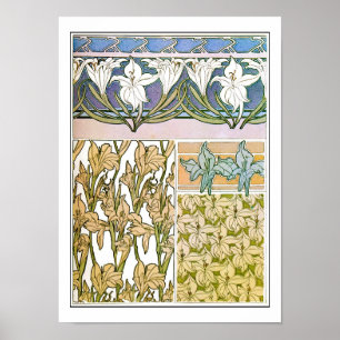 Lily Flowers of Art nouveau Stil, Mucha Poster