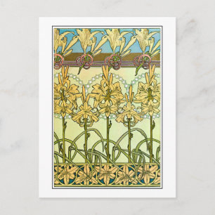 Lily Flowers of Art nouveau Stil, Mucha Vykort